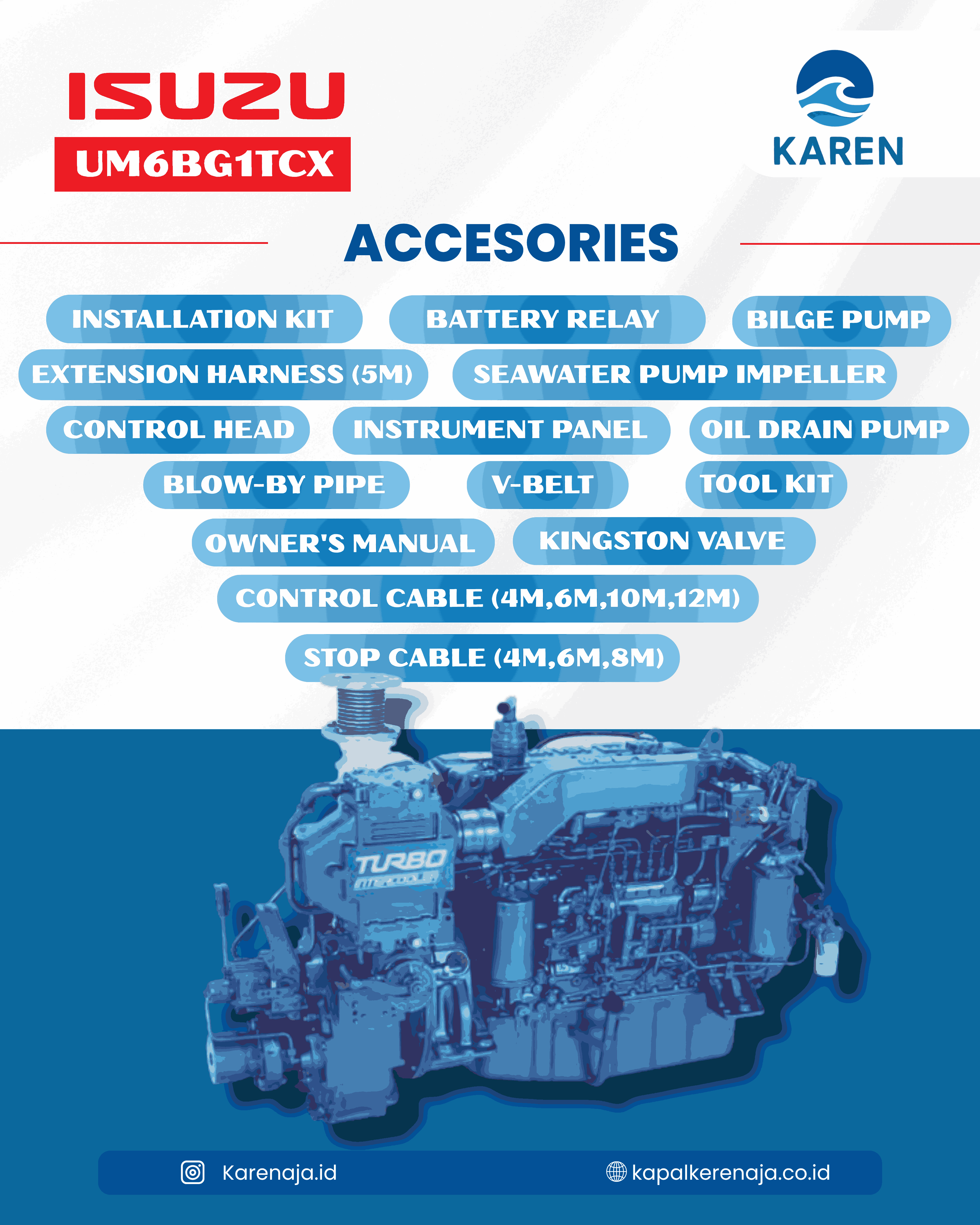 Marine Engine Accesories Isuzu UM6BG1TCX: Paket Kelengkapan Mesin Kapal Paling Lengkap untuk Performa Maksimal