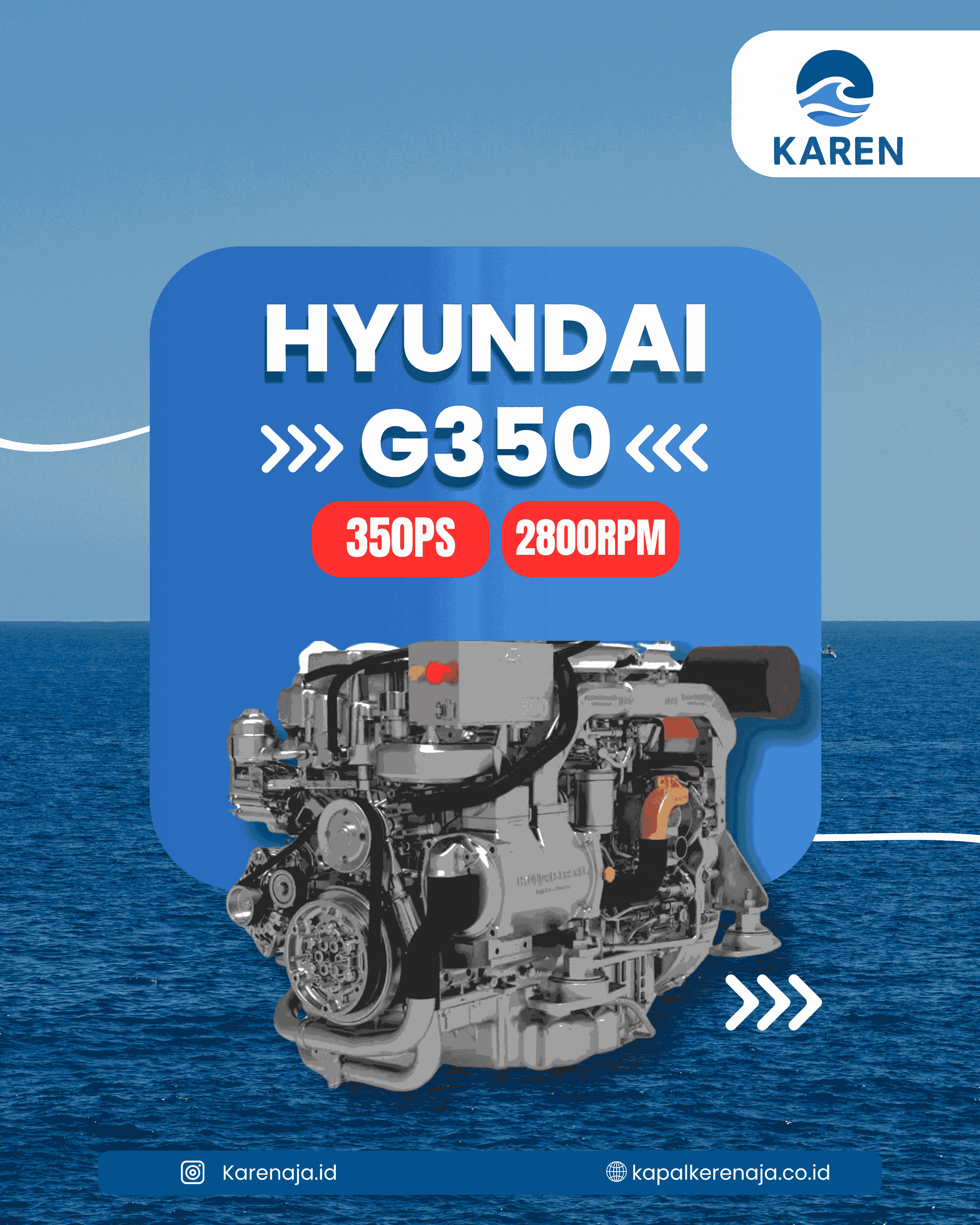 Marine Engine Hyundai G350: Mesin Marine Diesel 350PS yang Siap Mengangkat Performa Kapal Anda ke Level Maksimal
