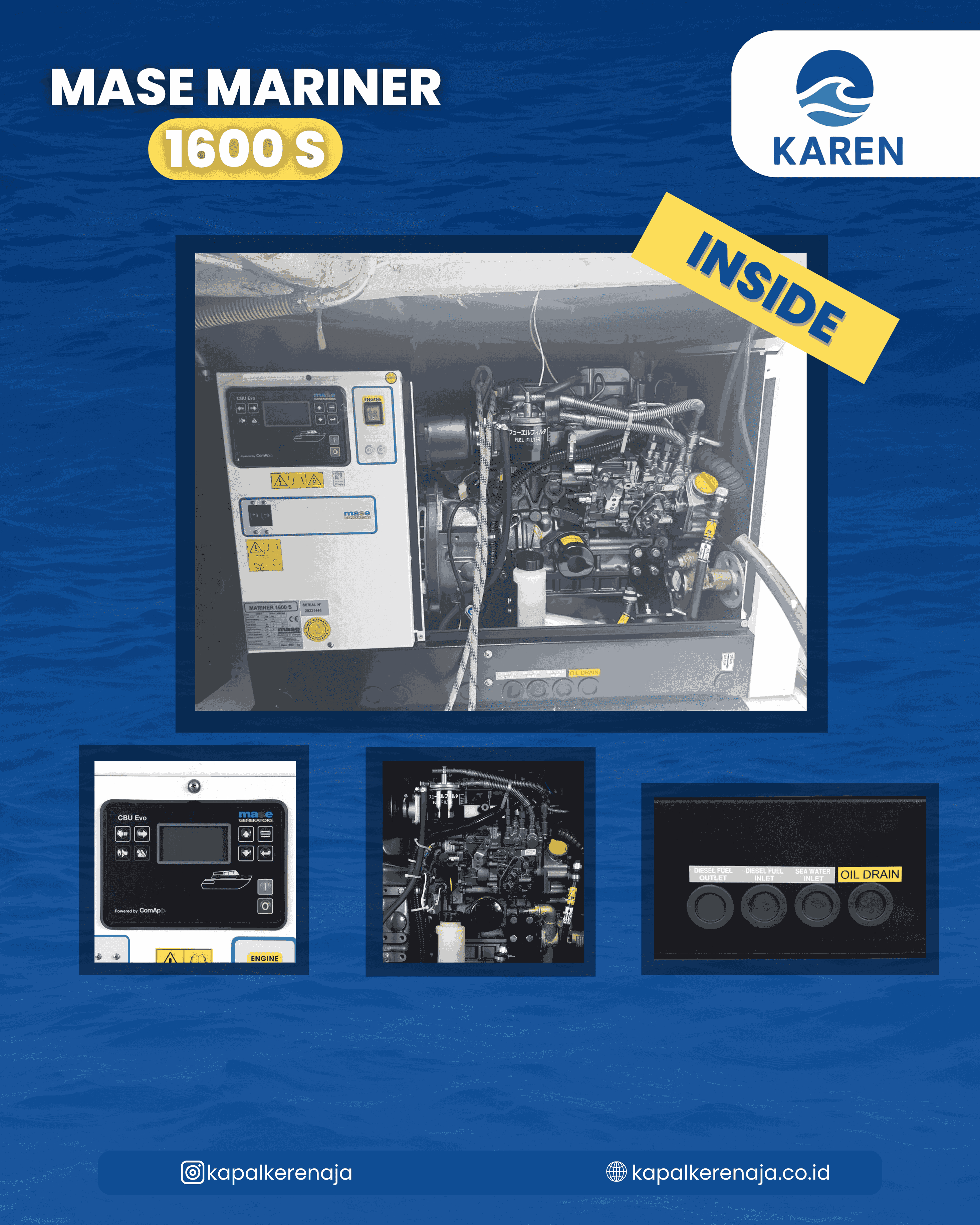 KAREN Distributor Resmi Marine Genset Mase Mariner 1600 S di Indonesia